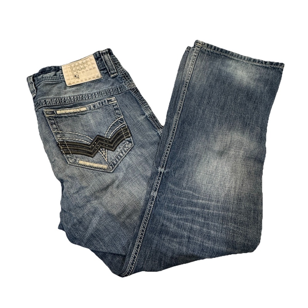 Affliction Men's 36 X 31 Cooper Jeans Relaxed Straight Distressed Y2K Punk Faded